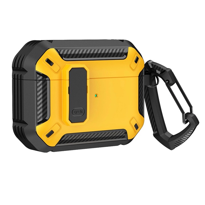 Carcasa cu carabiniera Armor Case compatibila cu Apple AirPods 4 Yellow