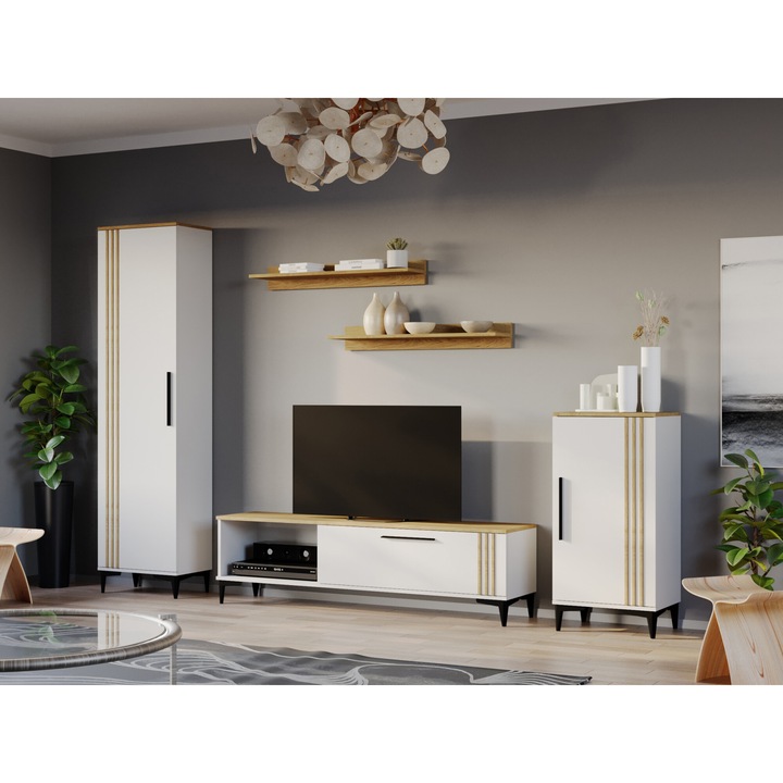 Set Living cu Riflaje, Prestige, C11, Pal Melaminat