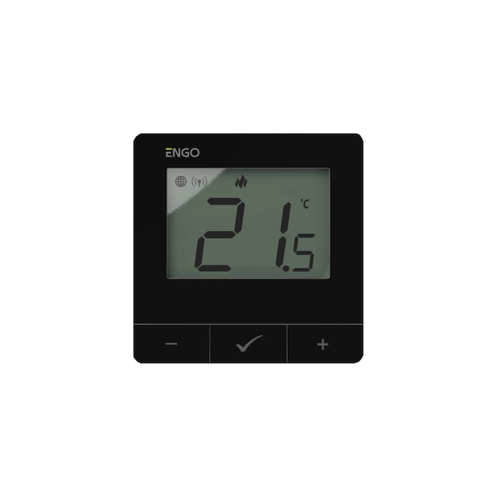 Termostat inteligent ENGO E25-230B, ZigBee/868 MHz, alimentare 230V, alb/negru