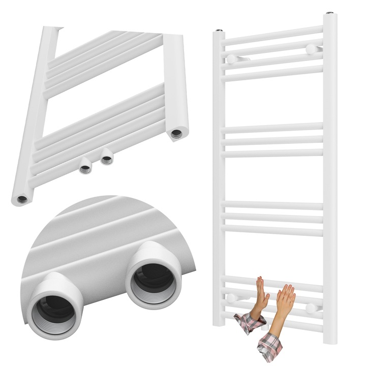 Radiator Baie, Granitan, Raven, 100x50 cm, Calitate Ridicata A Constructiei, Utilizare De Lunga Durata, Materiale Premium, Design Modern, Otel, Montat Pe Perete, Electric, 389W, Alb