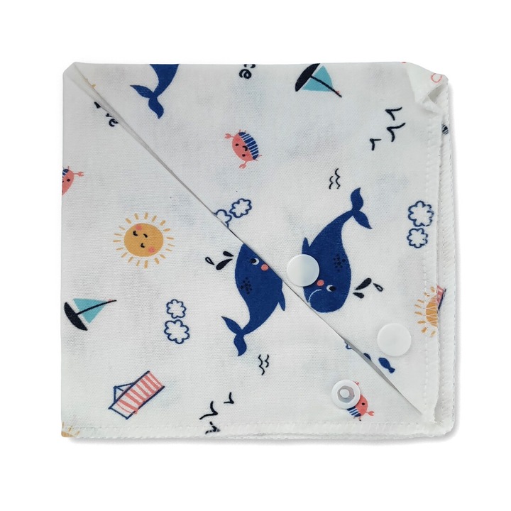 Baveta bebelusi Mixbo, finet, ajustabila, balene, multicolor