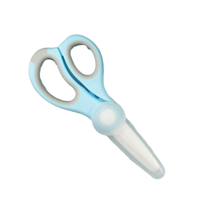 Ножица за бебешка храна, с предпазен капак и кутия за съхранение, керамична, синя