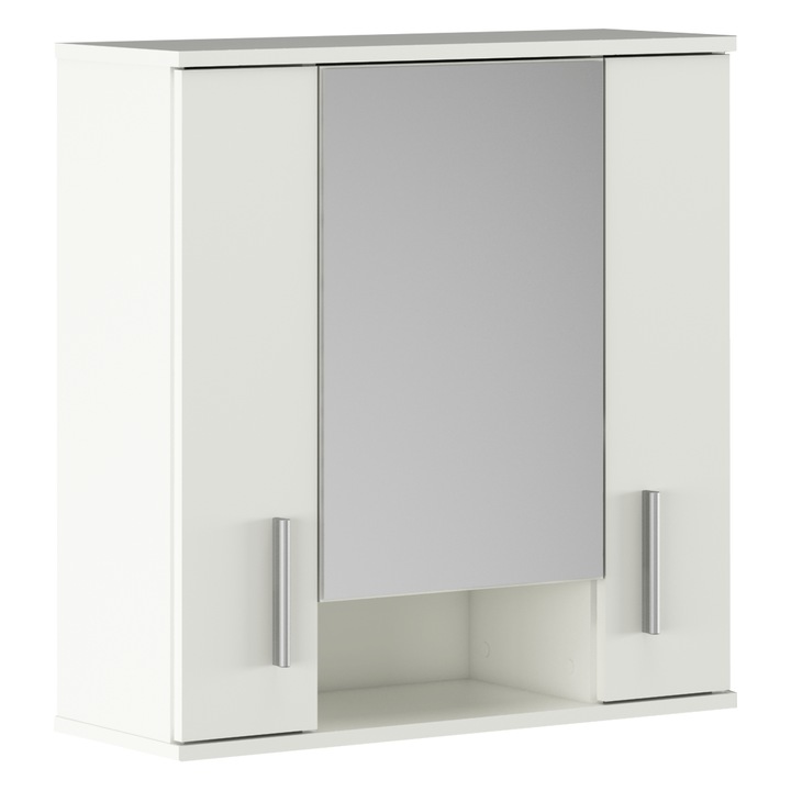 Dulap suspendat cu oglinda DTD alb mat Lessy 68.7x26x72 cm