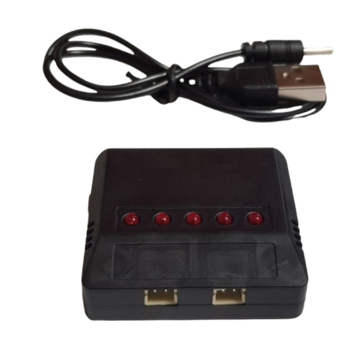 Incarcator H36 pentru baterii 3.7V drone Hubsan, Syma, Wltoys, cu 5 sloturi