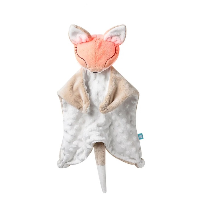 Vulpe de plus, MyHummy Dou Dou Fox 5in1, Zgomote cu senzor de somn, lumina, melodii de calmare si vibratii, Bej, Lungime 35cm