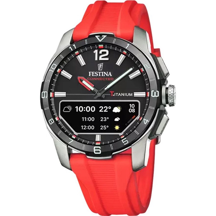 Ceas sportiv, Festina, Titanium, 45 mm, Rosu