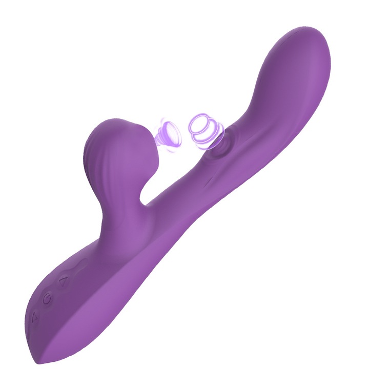 Vibrator Dublu, 23cm, 10 Viteze, Silicone, violet