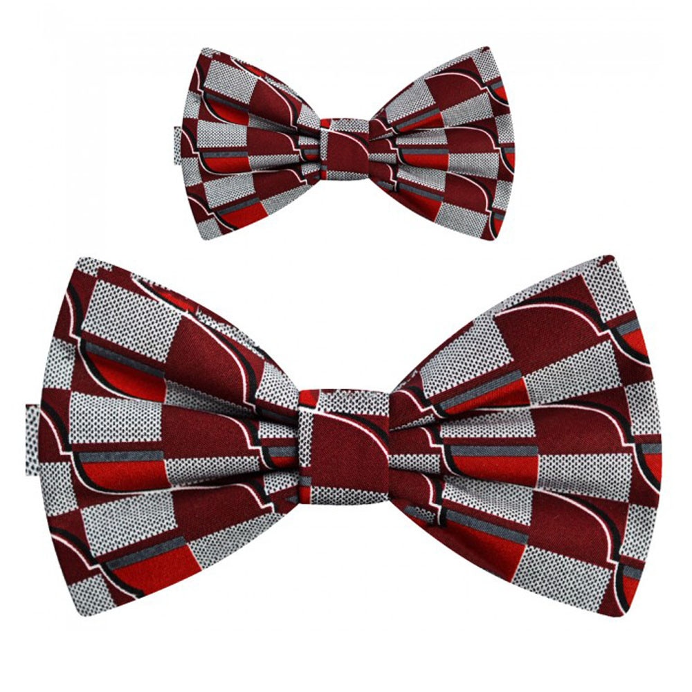 Papioane tata fiu, rosu bordeaux, model supradimensionat geometric
