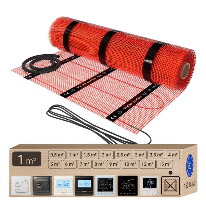 Covor incalzire in pardoseala Warmcoin WCM, 1.0 m² (160W, 230V)
