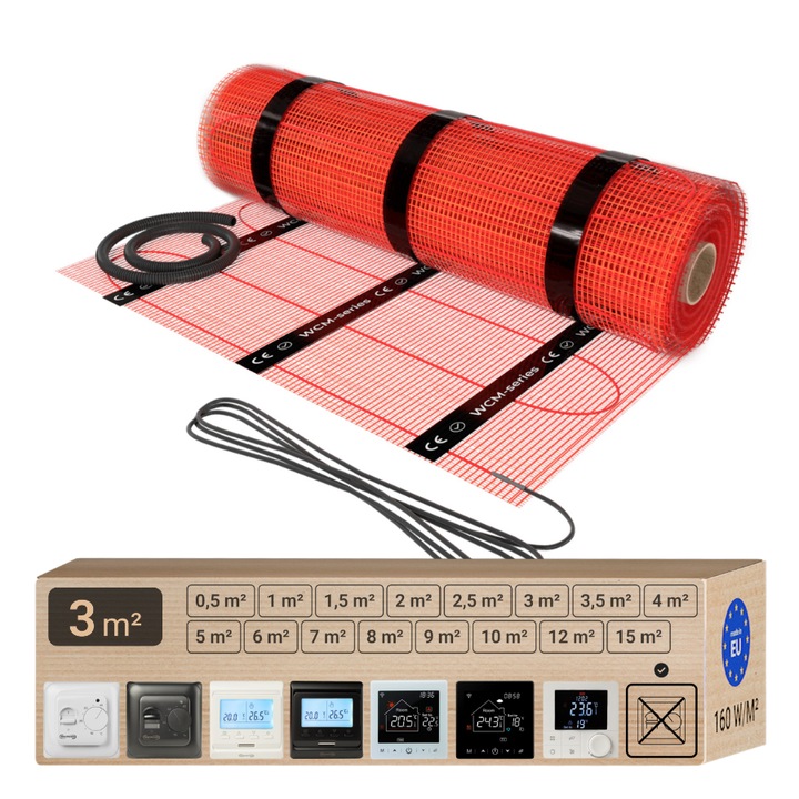 Covor incalzire in pardoseala Warmcoin WCM, 3.0 m² (480W, 230V)