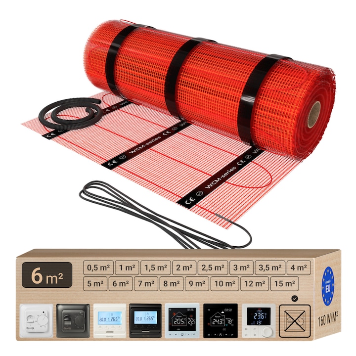 Covor incalzire in pardoseala Warmcoin WCM, 6.0 m² (960W, 230V)