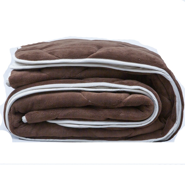 Pilota Versoft Home Still, 200x200 cm, umplutura fibre siliconice 300 g/mp, tesatura microfibra, nivel mediu de caldura, maro/bej