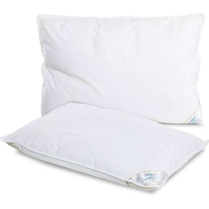 Set 2 perne Home Still, 50x70 cm, 15% puf si 85% pana rata, tesatura 100% bumbac, alb, greutate 2.1 Kg
