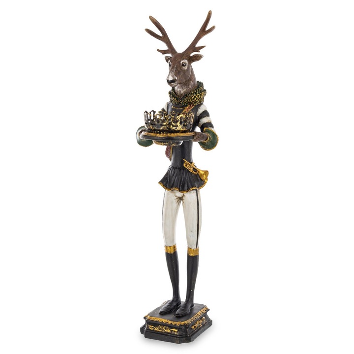 Decoratiune Craciun, Figurina cerb cu tava poli 56cm