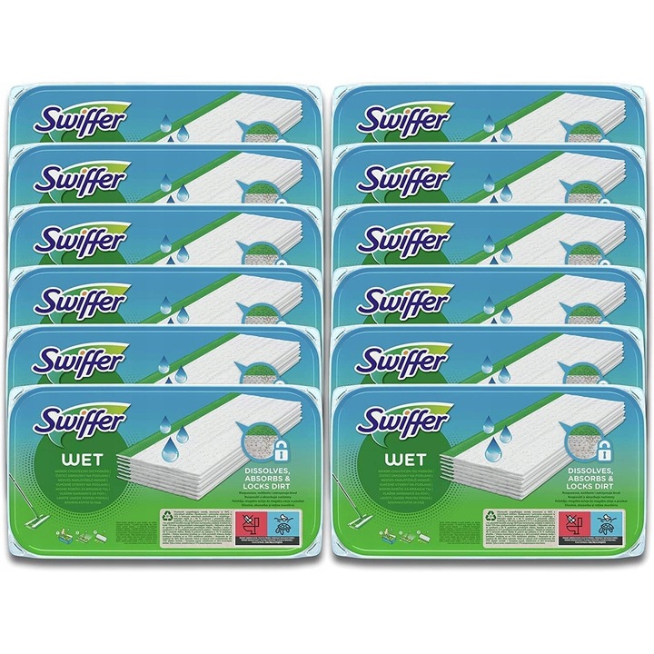 Set 120 servetele umede pentru mop Swiffer, Alb