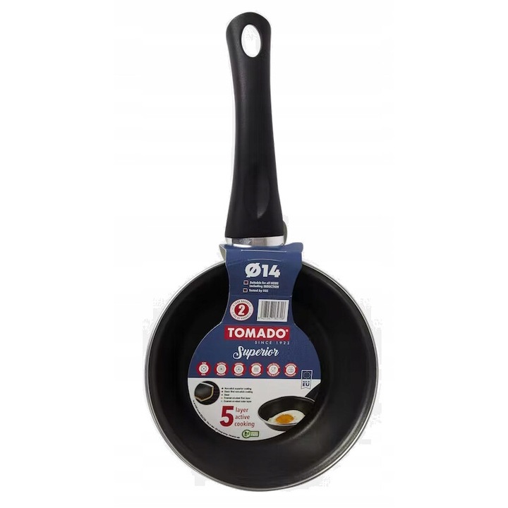 Tigaie Tomado 24 cm, non-stick, 5 straturi, aluminiu, negru