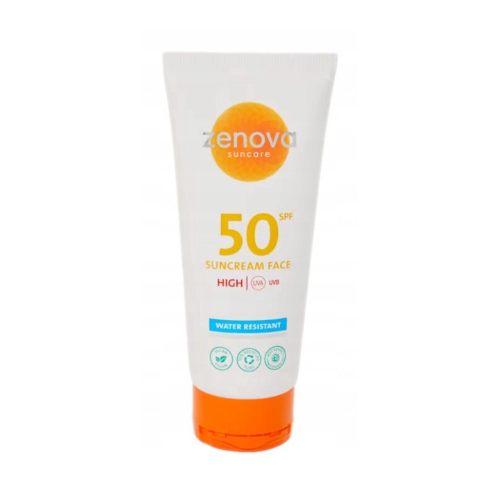 Crema de fata, Zenova Suncare SPF 50, 100 ml, cu vitamina E, rezistenta la apa