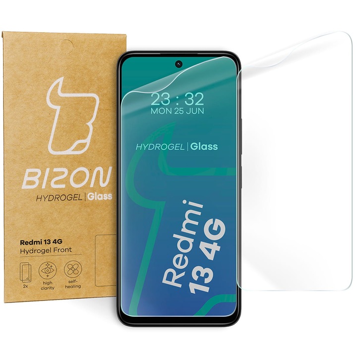 2x fólia Készlet Bizon Glass Hydrogel Screen kompatibilis Xiaomi Redmi 13, átlátszó