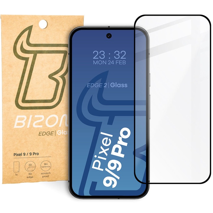 Üvegfólia Bizon Glass Edge kompatibilis Google Pixel 9 / 9 Pro, átlátszó
