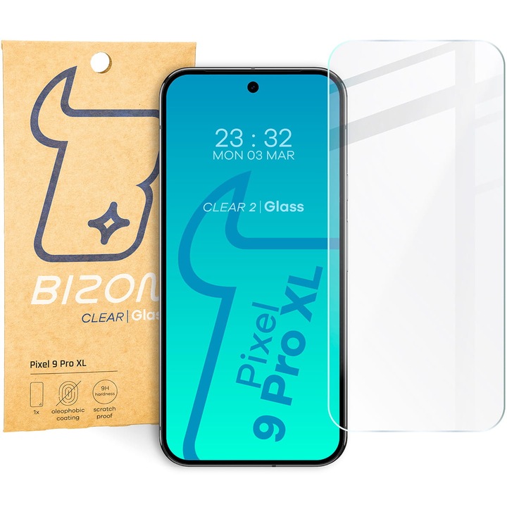 Sticla Bizon Glass Clear 2 pentru Pixel 9 Pro XL, transparenta