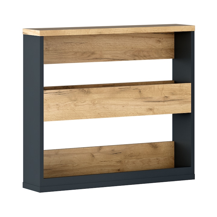 Висящ рафт HDF графитен дъб artisan Klaudius 70x20x62.4 cm