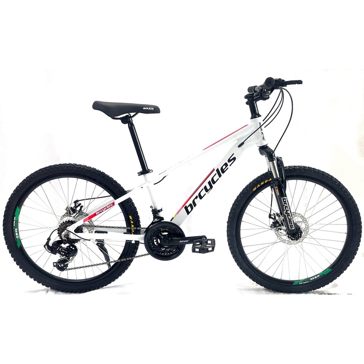 Bicicleta MTB 26″ BR Tornado, cadru Aluminiu, 21 viteze, cu Shimano, Alb
