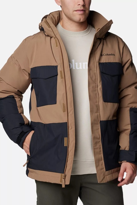 Columbia, Marquam Peak Fusion II kapucnis télikabát elöl zsebekkel, Fekete/Tevebarna