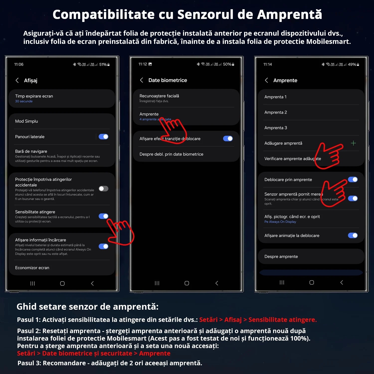 Folie sticla Mobilesmart pentru Samsung Galaxy S24, Privacy, Compatibila cu senzorul de amprenta, Anti Soc, Full Glue