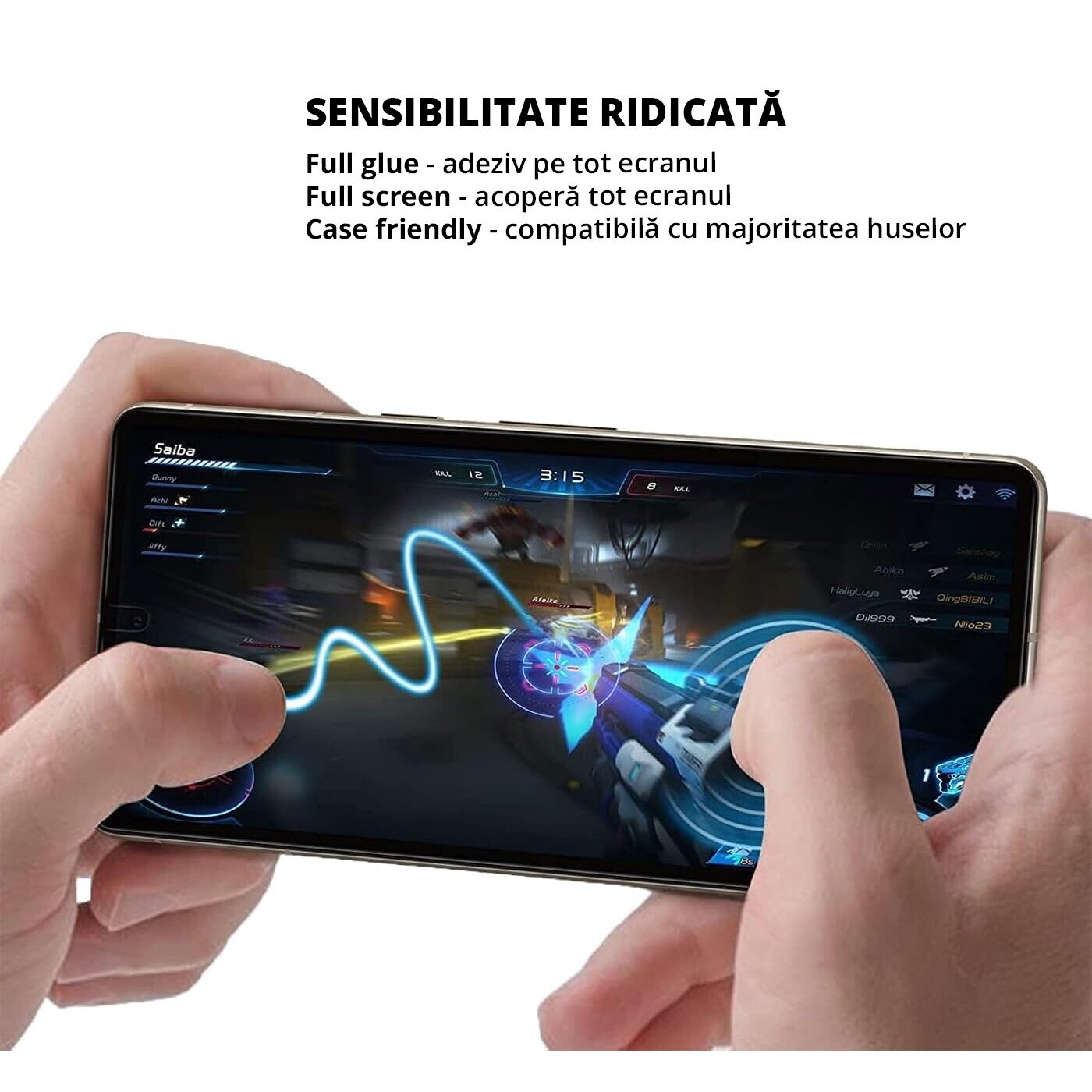 Folie sticla Mobilesmart pentru Samsung Galaxy S24, Privacy, Compatibila cu senzorul de amprenta, Anti Soc, Full Glue