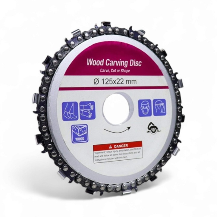Disc 125mm, cu lant, pentru taiat, modelat, sculptat lemn