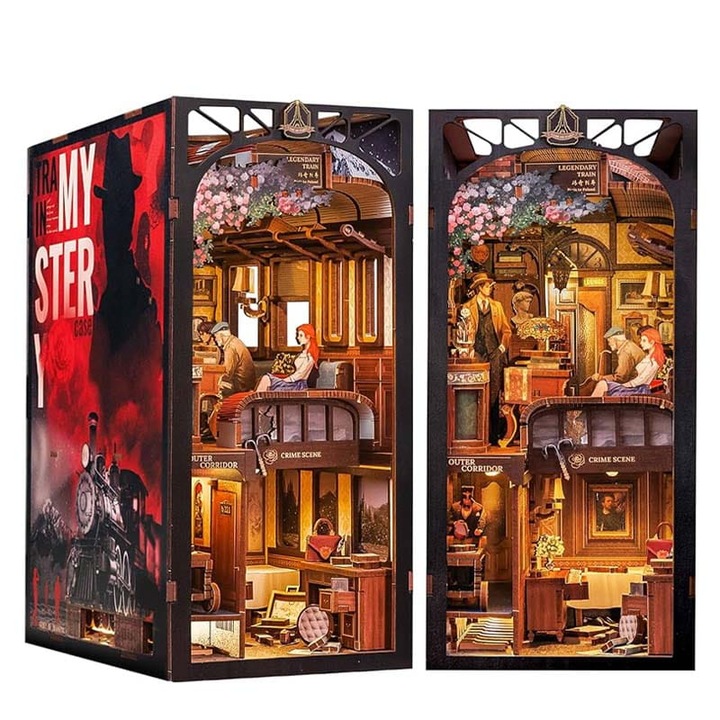 3D puzzle, Habarri, Book Nook DIY, Orient Express Riddle, 383 darab, LED világítással