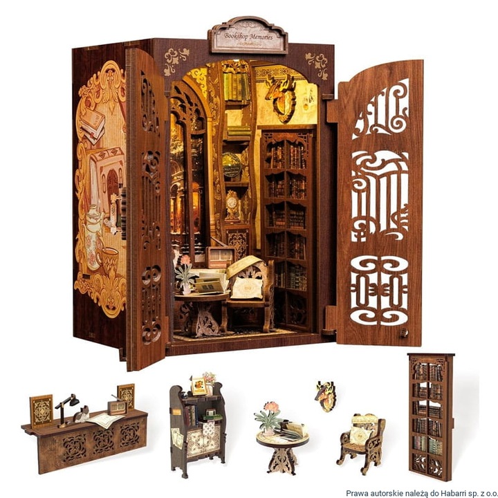 3D Puzzle, Habarri, Book Nook DIY, Card Club, 137 darab, LED-del