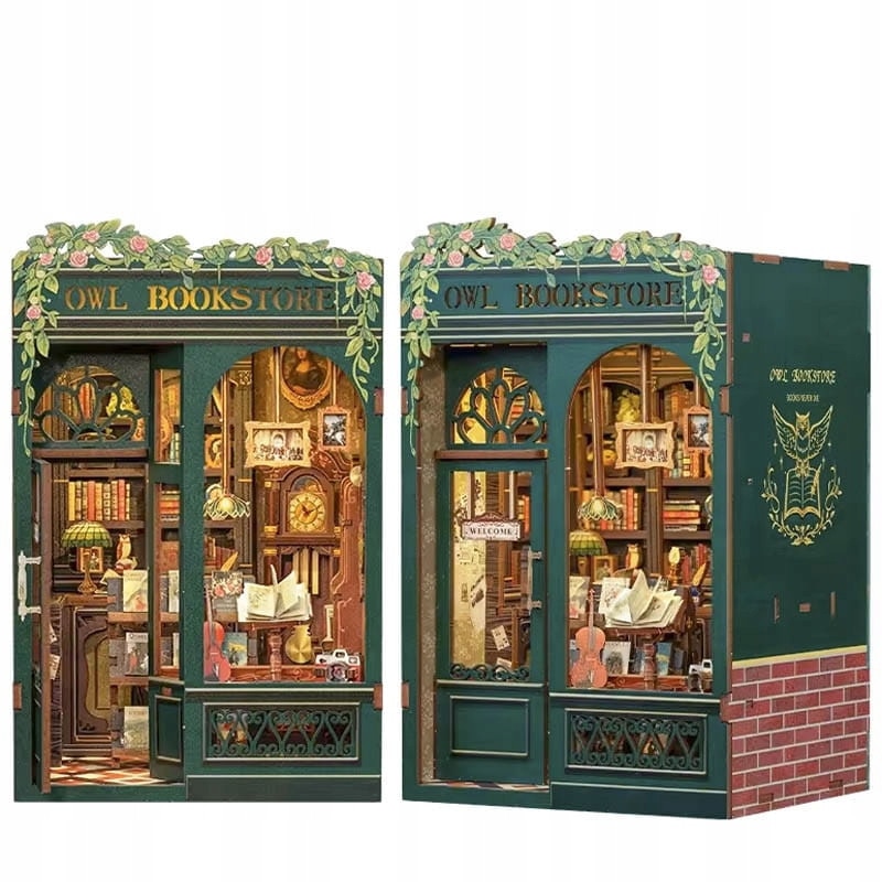 Puzzle 3D Book Nook DIY, Libraria Bufnitei, Cu LED, Habarri, Cu