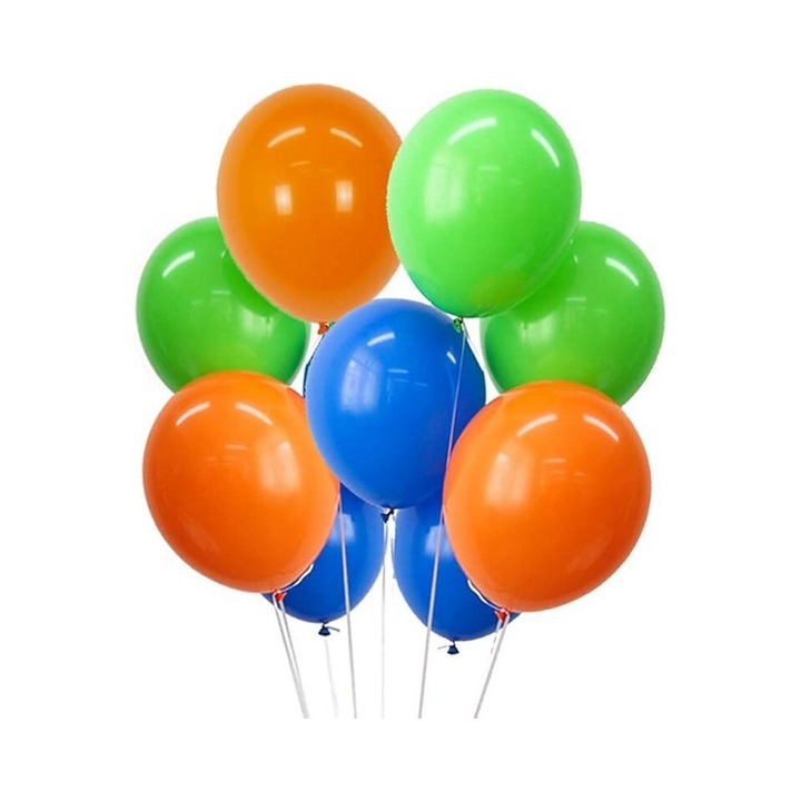 20 db latex lufi készlet, kék, narancs, zöld, 30 cm, Happium