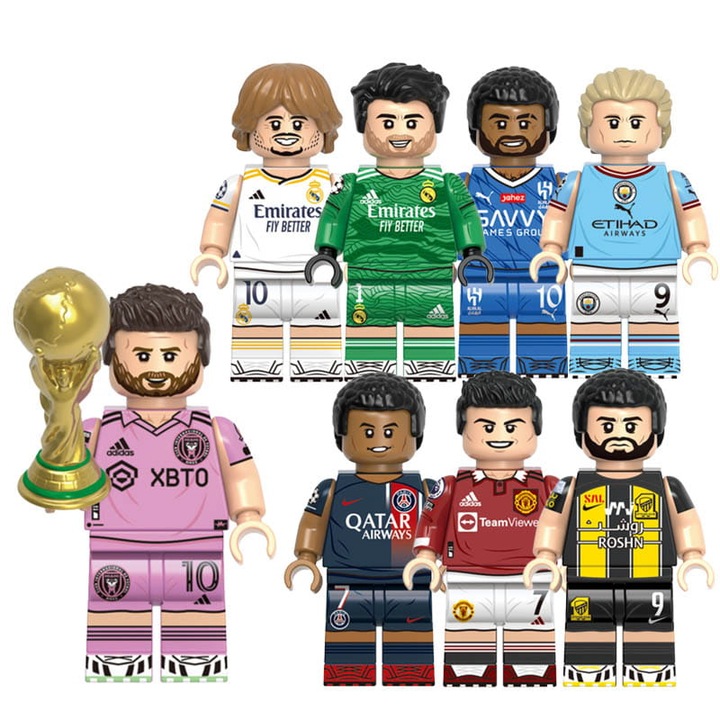 8 db-os figurás építőkockás futballista készlet, Habarri, Kreatív, Többszínű, 6x4 cm