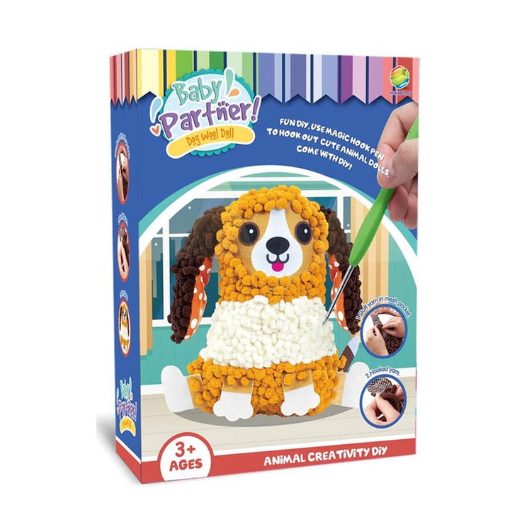 Комплект за плетене на една кука „Направи си сам“, Habarri, възглавница за куче, 24x17 см, за деца 3+