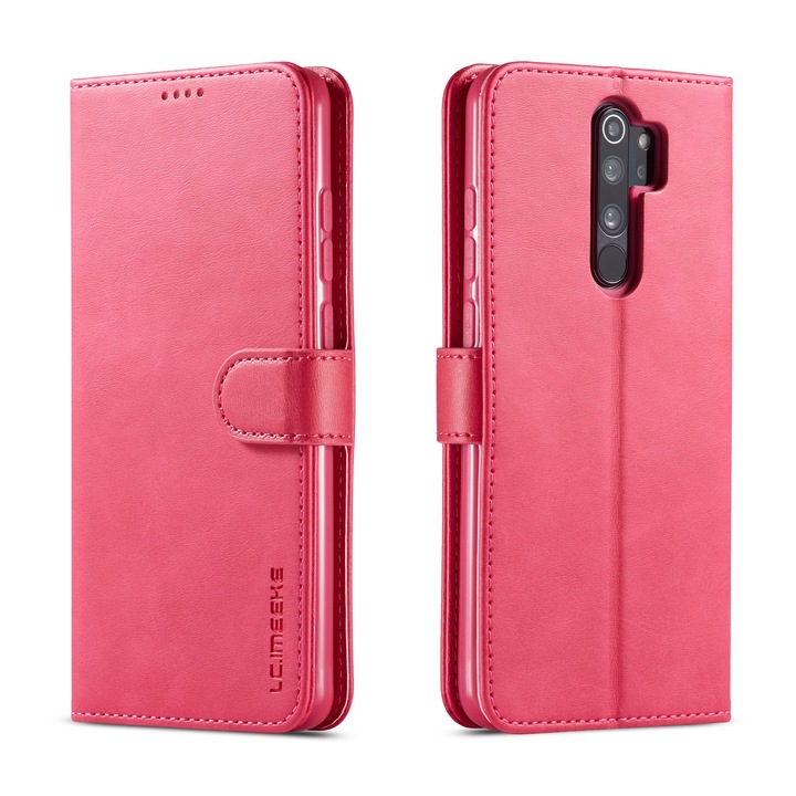 Husa pentru Xiaomi Redmi Note 8 Pro, CaseMe, piele, tip portofel, inchidere magnetica, stand, suport moale la culoarea husei, culoare Roz