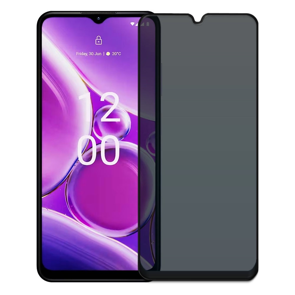 Folie din sticla securizata pentru Nokia G42 5G, HAMSTERBOX Privacy Shield, Protectie completa ecran, Full face, Aplicare rapida, Case Friendly, Negru