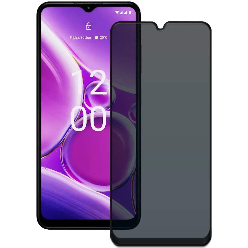 Folie din sticla securizata pentru Nokia G42 5G, HAMSTERBOX Privacy Shield, Protectie completa ecran, Full face, Aplicare rapida, Case Friendly, Negru