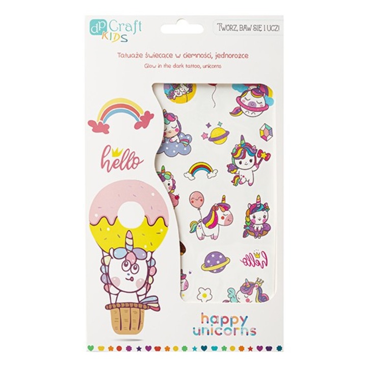 Временни татуировки, dp Craft, комплект еднорог, многоцветни