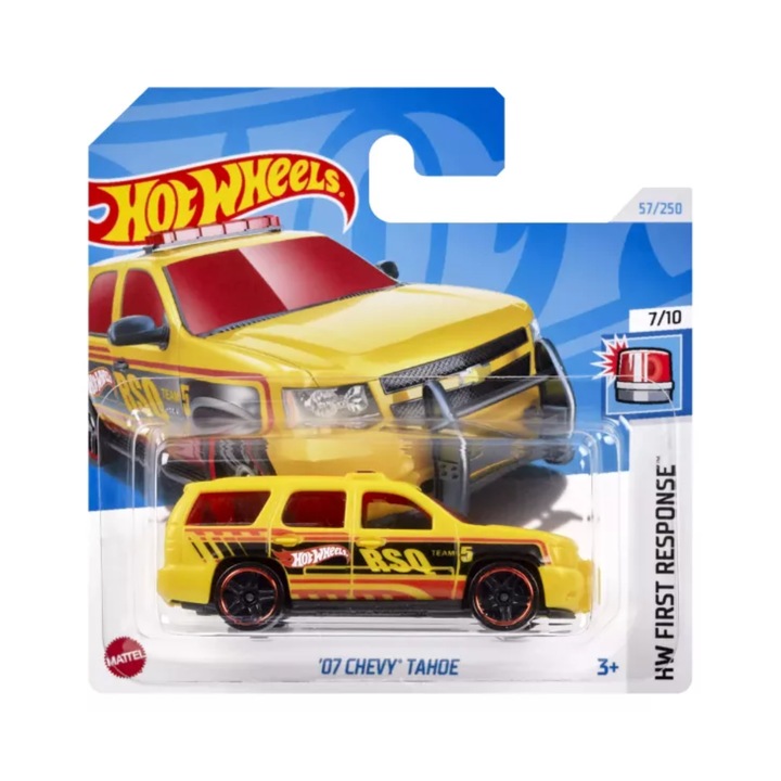 Hot Wheels fémes autó, 07 Chevy Tahoe, HW First Response Collection – 2024-es kiadás, sárga, 1:64