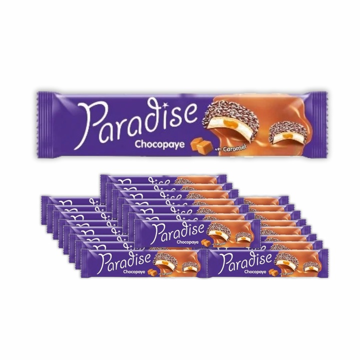 Biscuiti glazurati cu crema de Caramel Paradise Chocopaye 57g, 24 bucati