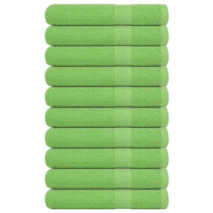 Кърпи за сауна vidaXL, 10 бр, ябълковозелени, 80x200см 360 gsm, 100% памук, 4.34 kg