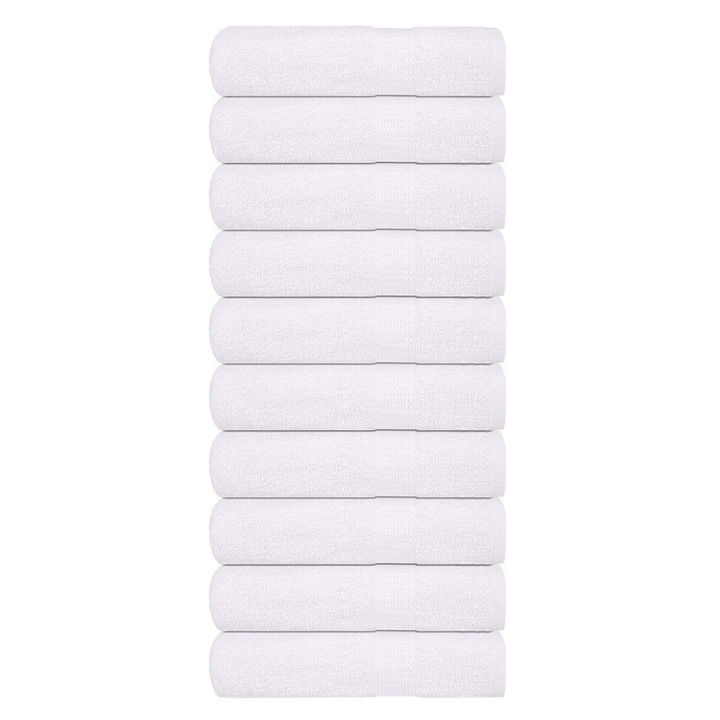 Комплект кърпи за ръце vidaXL, 10 бр, бели, 50x100 см, 360 gsm, 100% памук, 1.68 kg