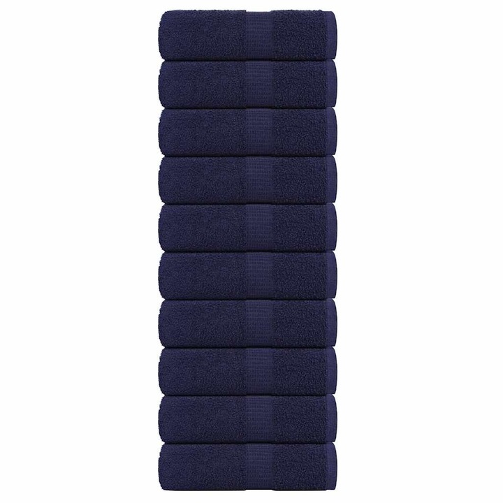 Комплект кърпи за лице vidaXL, 10 бр, нейви сини, 30x30 см, 360 gsm, 100% памук, 0.38 kg