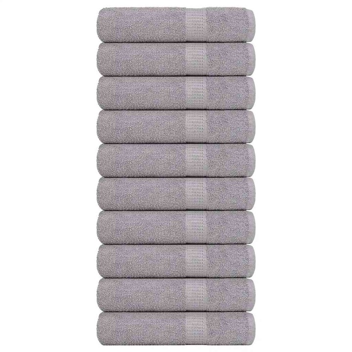 VidaXL kéztörlők, 10 db, szürke, 50x100 cm, 360 g/m², 100% pamut, 1,72 kg