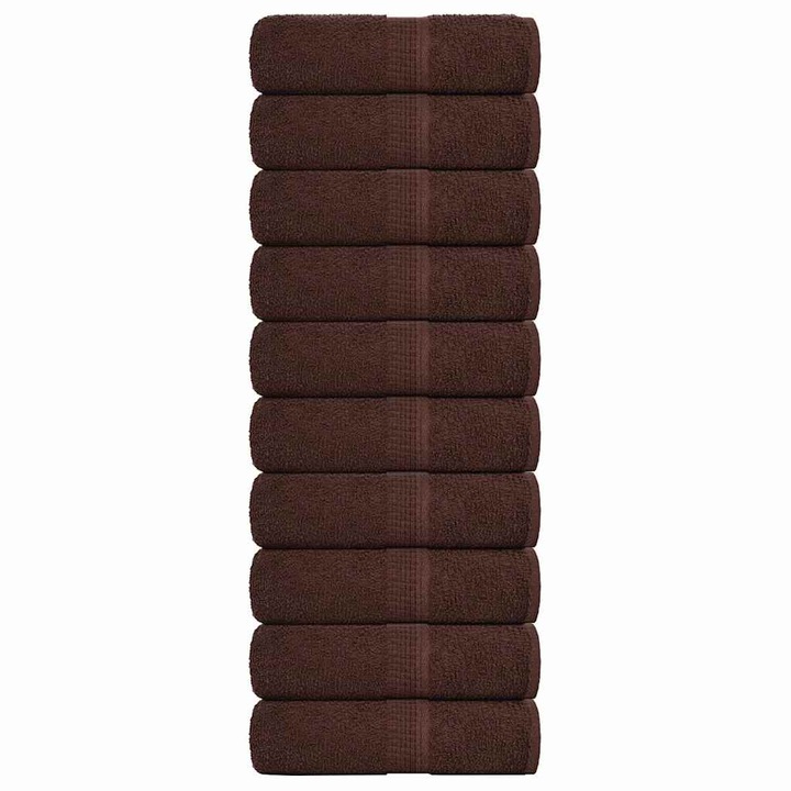 Set prosoape de sapun vidaXL, 10 buc, maro, 30x30 cm, 360 g/m², 100% bumbac, 0.38 kg