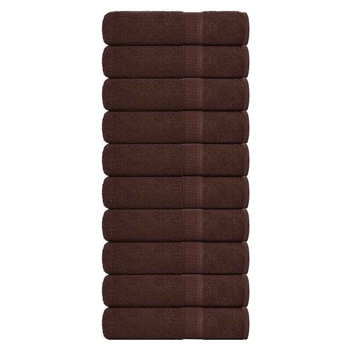 Комплект кърпи за ръце vidaXL, 10 бр, кафяви, 50x100 см, 360 gsm, 100% памук, 1.72 kg