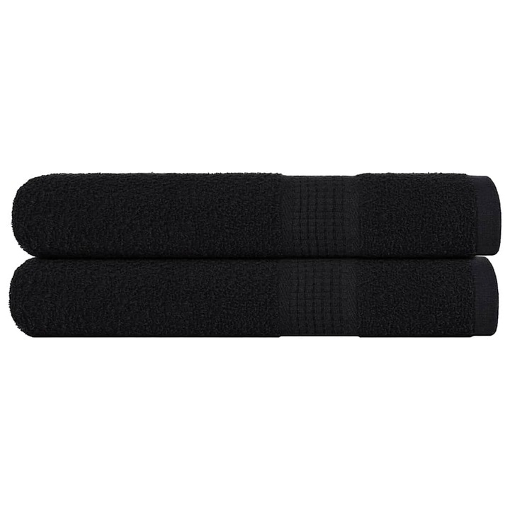 Prosoape pentru sauna vidaXL, 2 buc, Negru, 80x200cm, 360 g/m², 100% bumbac, 1.07 kg