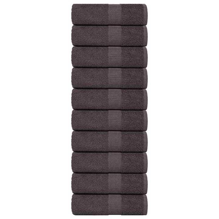 Комплект кърпи за гости vidaXL, 10 бр, антрацит, 30x50 см, 360 gsm, 100% памук, 0.56 kg